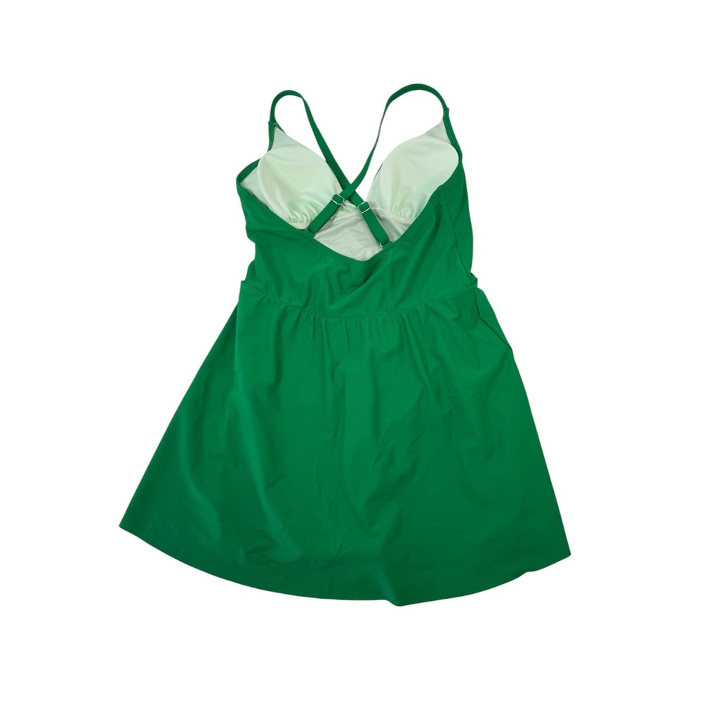 Cupshe NWT Green Skirted One Piece Swimsuit Crisscross Back Swim Dress Medium M - Picture 10 of 14